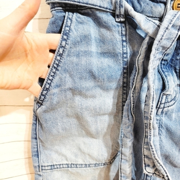 Free People Splendor In The Grass Paper Bag Tie Denim Mini Skirt, sz 2 - Picture 6 of 11